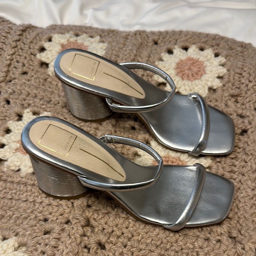 Dolce Vita Silver Strappy Sandal Heels